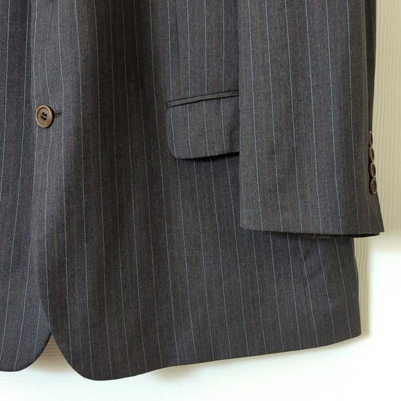 Brooks Brothers Preppy Classic Fit Pinstriped Wool Blazer Jacket Dark Gray 46/41 - Picture 12 of 16